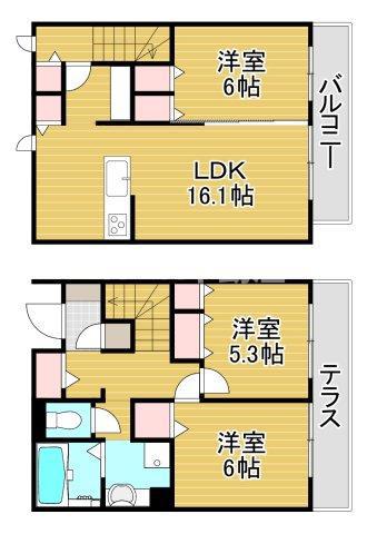 かぼく 南館(3LDK/1階)の間取り写真