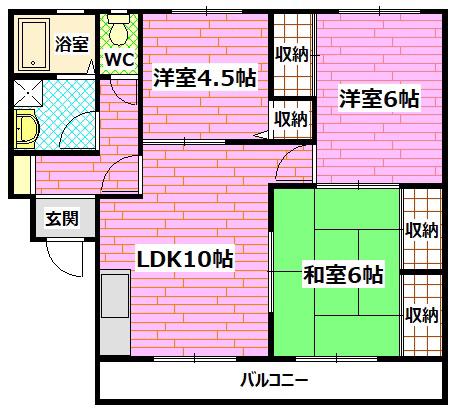 ギラソーレ福光(3LDK/2階)の間取り写真