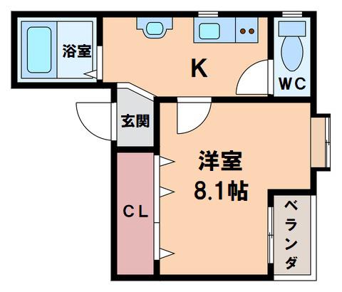 OASIS勝山(1K/3階)の間取り写真