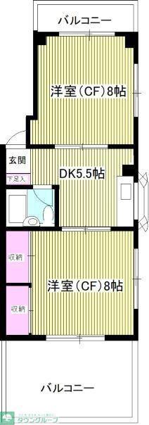 034CHIBA(2DK/5階)の間取り写真