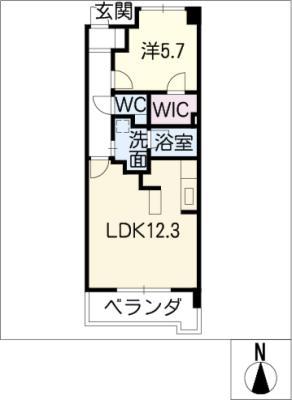サプリーム大田川(1LDK/5階)の間取り写真