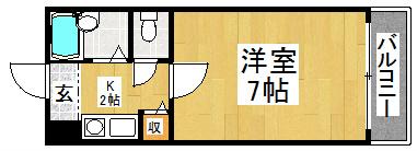 メゾンドTANAKA(1K/2階)の間取り写真
