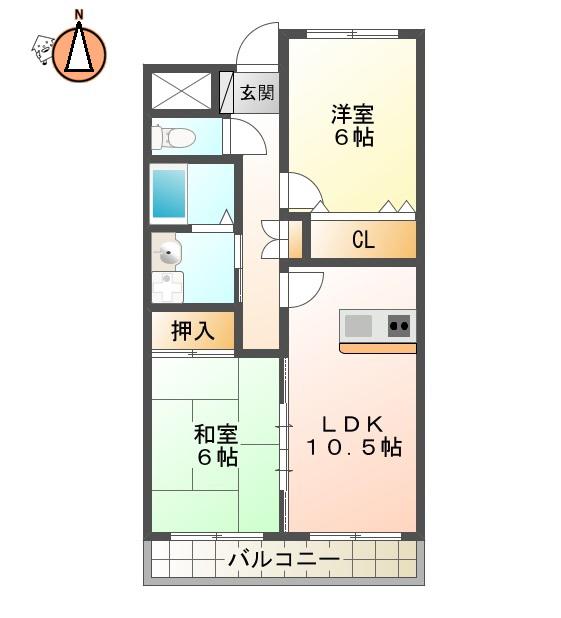 KSガーデン住吉II(2LDK/1階)の間取り写真