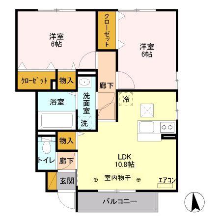 ウィット(2LDK/1階)の間取り写真