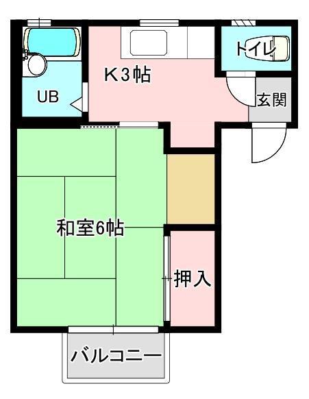 シャンハイツK2(1K/2階)の間取り写真