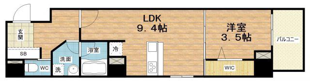 ICUBE森ノ宮(1LDK/4階)の間取り写真