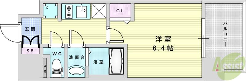アドバンス大阪ビヤン(1K/9階)の間取り写真