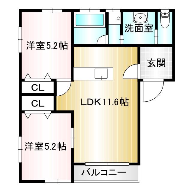 ビューテラスI(2LDK/1階)の間取り写真