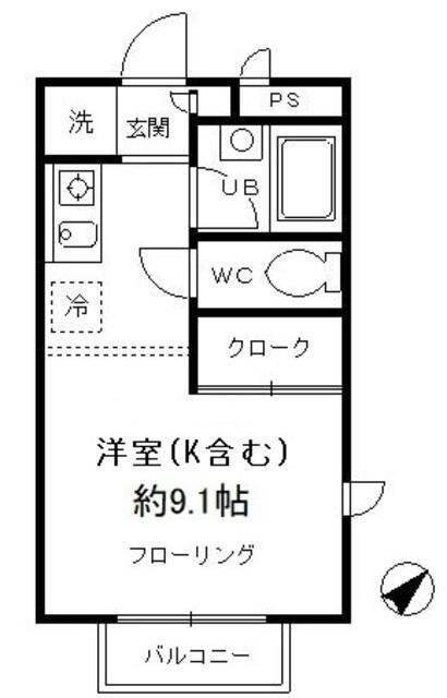 コーポプリンス5(ワンルーム/2階)の間取り写真