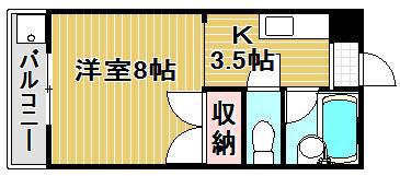 メゾン フルールII(1K/1階)の間取り写真