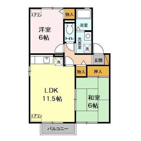 スカイコート(2LDK/1階)の間取り写真