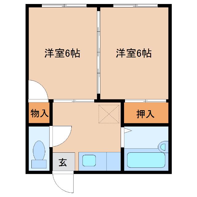ヤママス有明(2K/1階)の間取り写真
