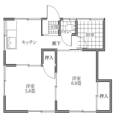 まさき荘(2DK/1階)の間取り写真