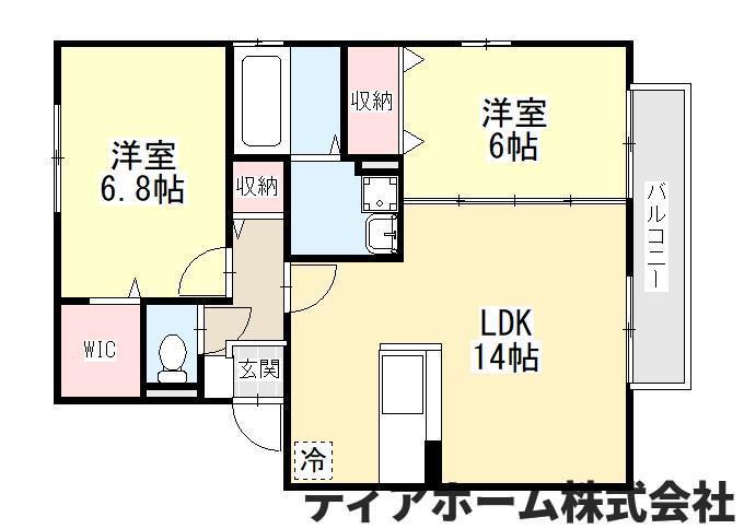 ヒールクリークMイースト(2SLDK/2階)の間取り写真