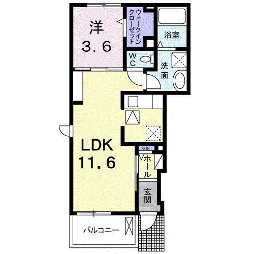 ロベルタII(1LDK/1階)の間取り写真