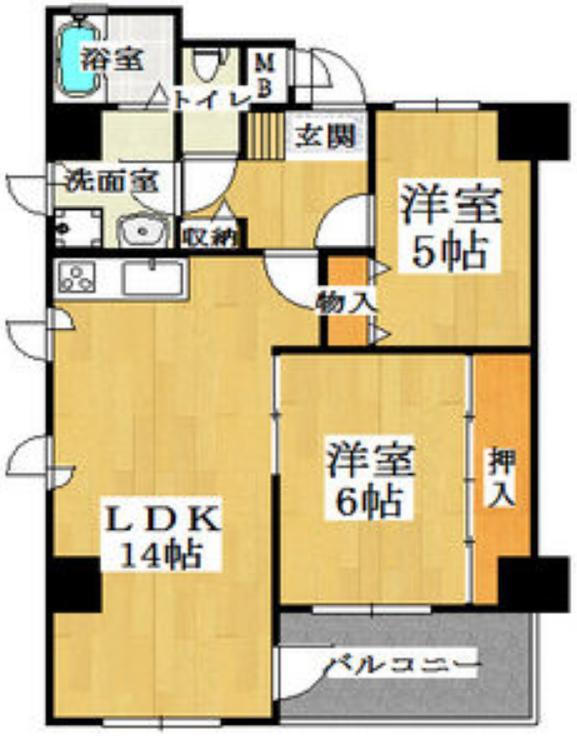 ロベリア弐番館(2LDK/9階)の間取り写真