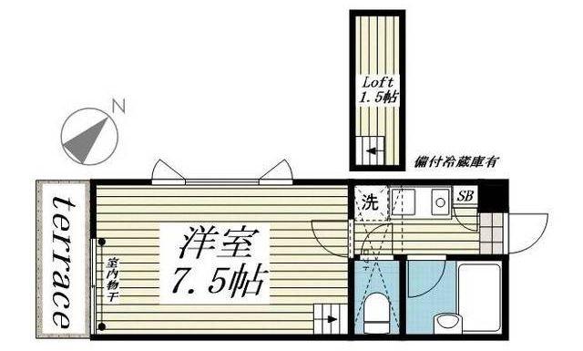 ジュネパレス市川第43(1K/1階)の間取り写真