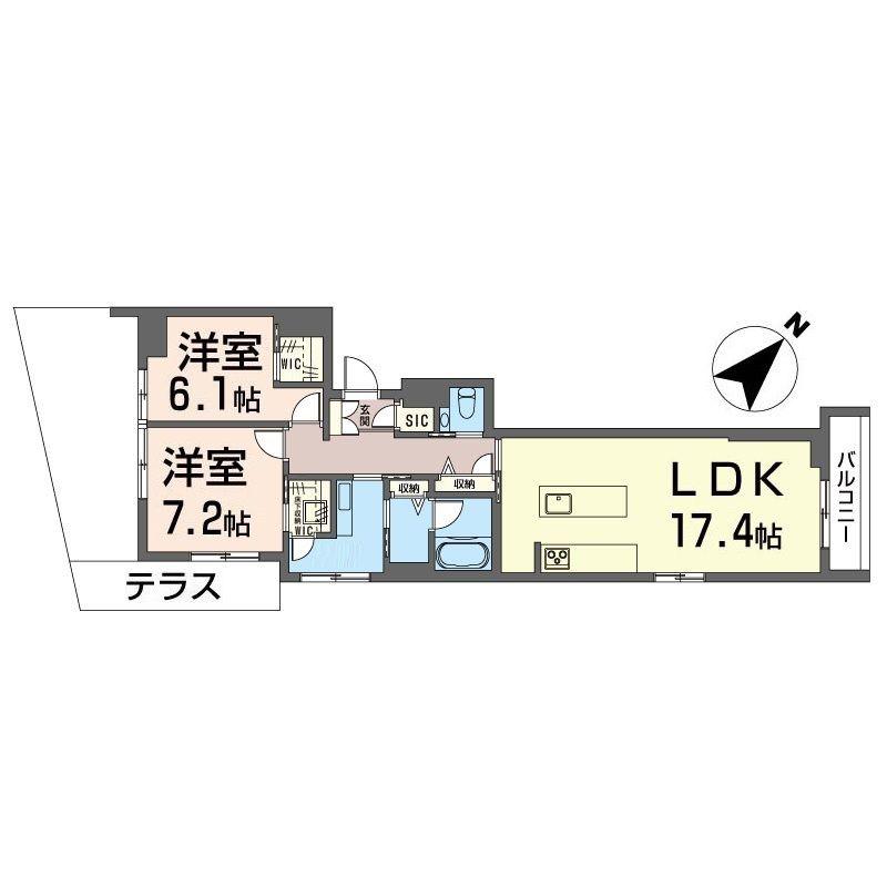 ミライザ桜丘(2LDK/1階)の間取り写真