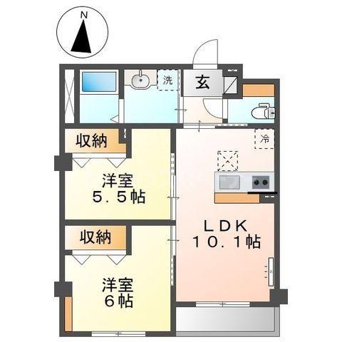 メゾンボヌールA(2LDK/1階)の間取り写真