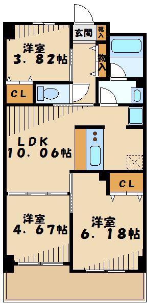 グリーンシティ宮前(3LDK/4階)の間取り写真