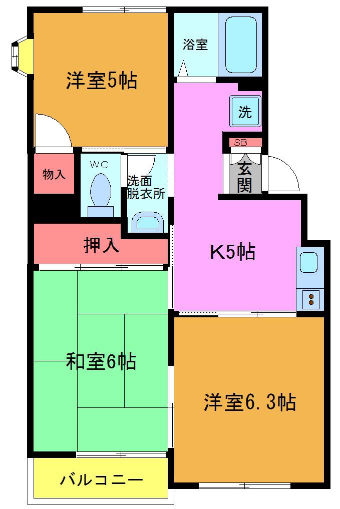 ライトタウン市川(3K/1階)の間取り写真