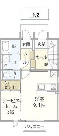 アンバー(1SK/1階)の間取り写真