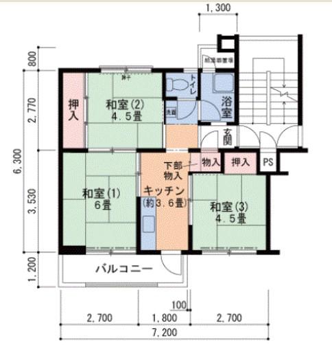 白鷺B15号棟(1LDK/2階)の間取り写真