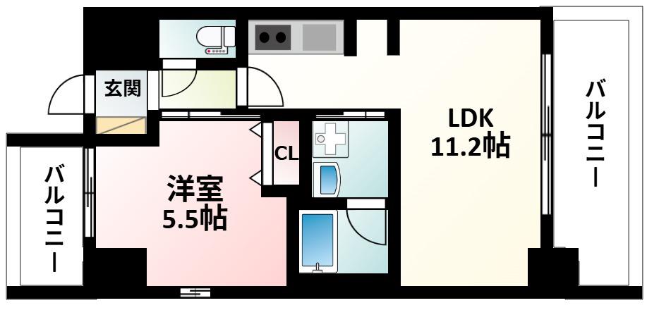 S-RESIDENCE江坂EMINENCE(1LDK/7階)の間取り写真