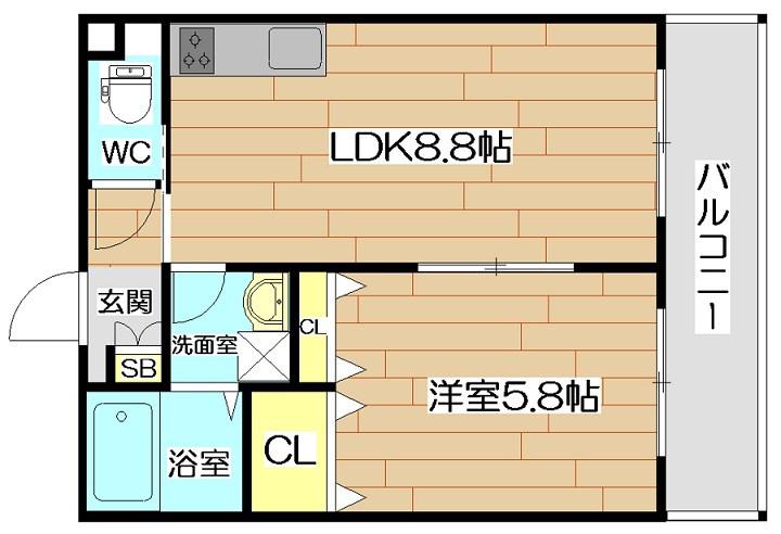 フェリーチェ真上I(1LDK/2階)の間取り写真