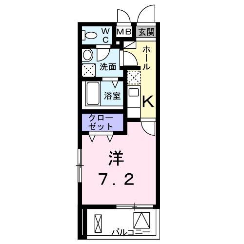 ヴィラ サン III(1K/4階)の間取り写真