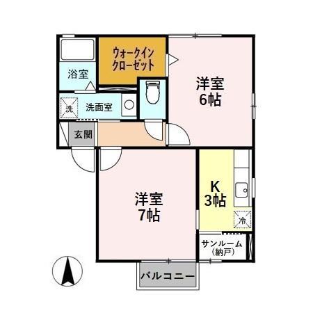 プリマス B(2K/2階)の間取り写真