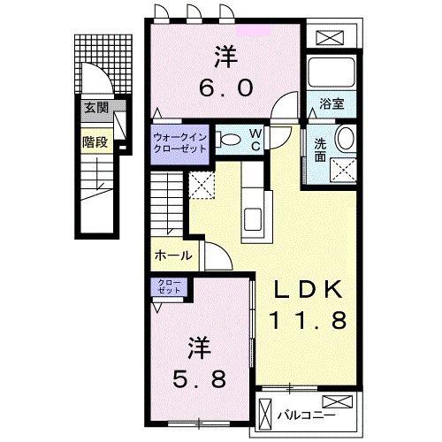 リナリア II(2LDK/2階)の間取り写真