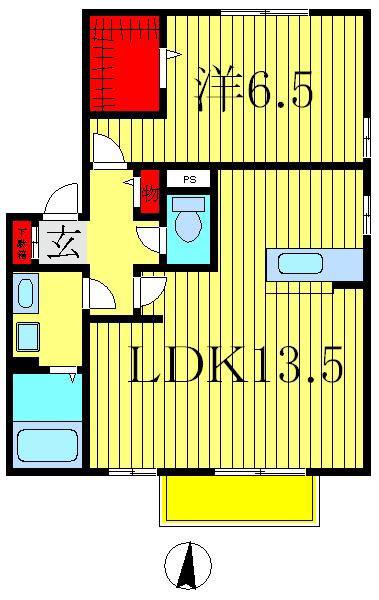 リヴェールA(1LDK/1階)の間取り写真