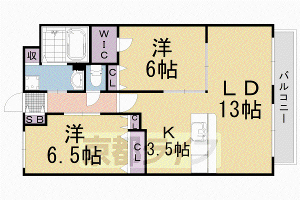 アルファ長岡天神(2LDK/5階)の間取り写真