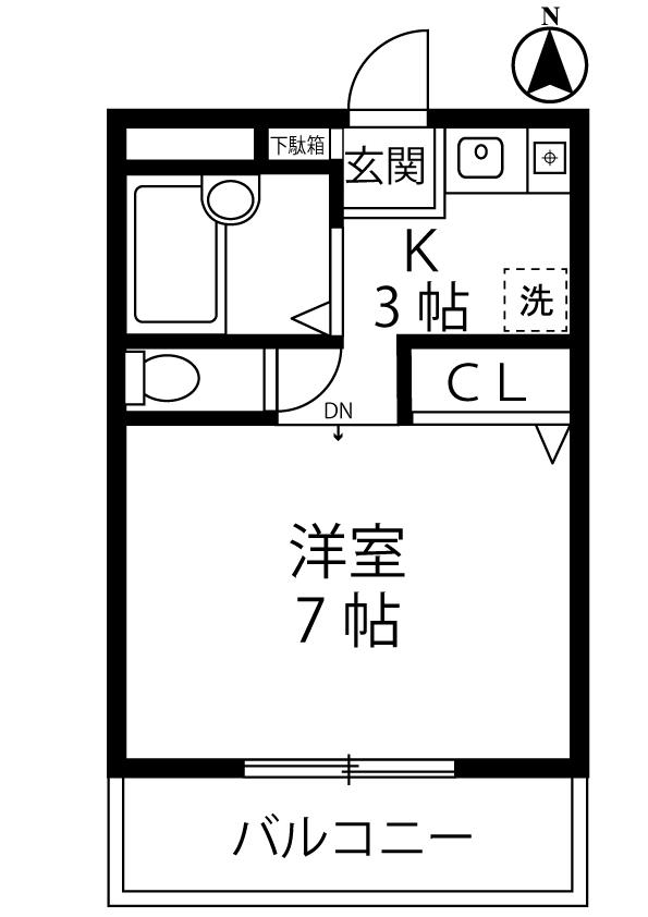 ホワイトエレガンスII(1K/2階)の間取り写真