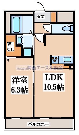 アムール八旗(1LDK/2階)の間取り写真
