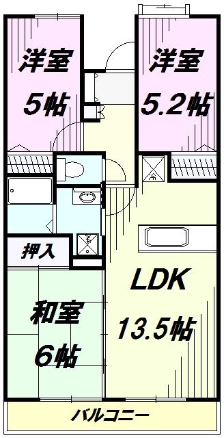 プリムヴェール新所沢(3LDK/1階)の間取り写真