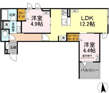 セレスティア荒川N(2LDK/3階)の間取り写真