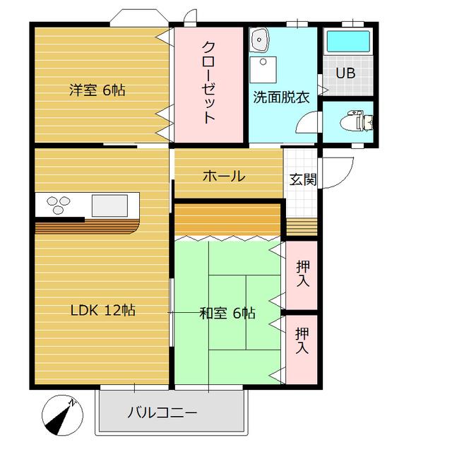 向日葵館(2LDK/1階)の間取り写真