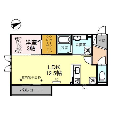 GRANDIOR(1LDK/2階)の間取り写真