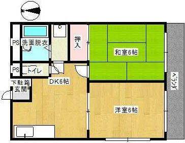 吉田屋ビル(2DK/4階)の間取り写真