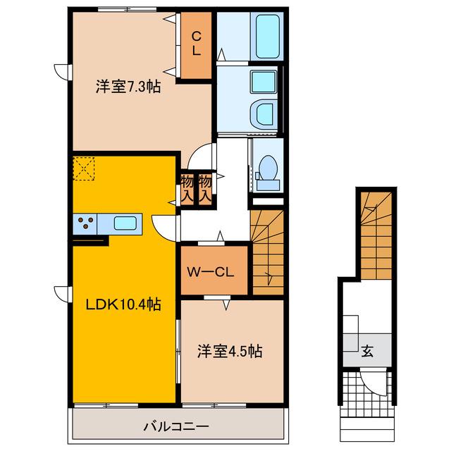 プランドールきざし(2LDK/2階)の間取り写真