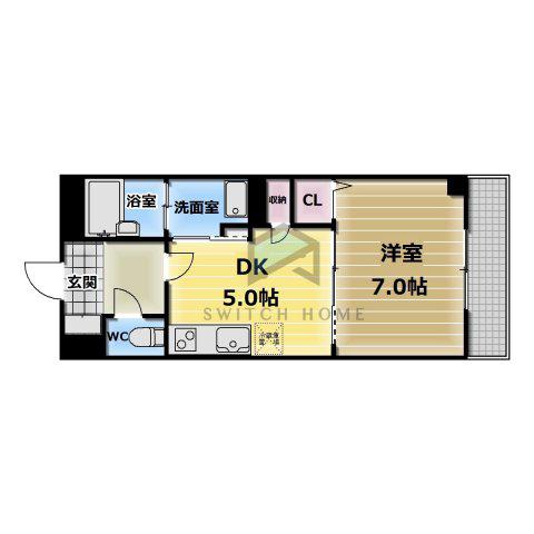 メルシー2000(1DK/7階)の間取り写真