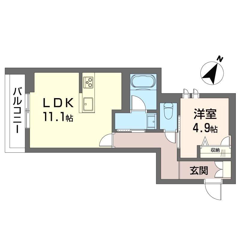 ボヌールカイエ(1LDK/1階)の間取り写真