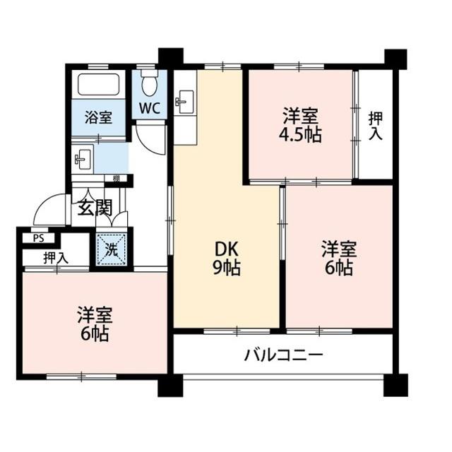 グローリオ北新I(3DK/1階)の間取り写真