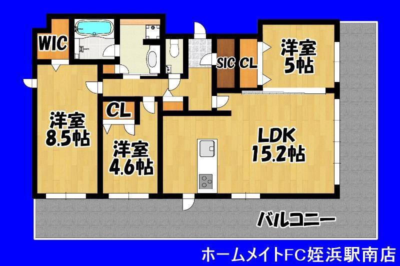 S-RESIDENCE百道AUREATE(3LDK/7階)の間取り写真