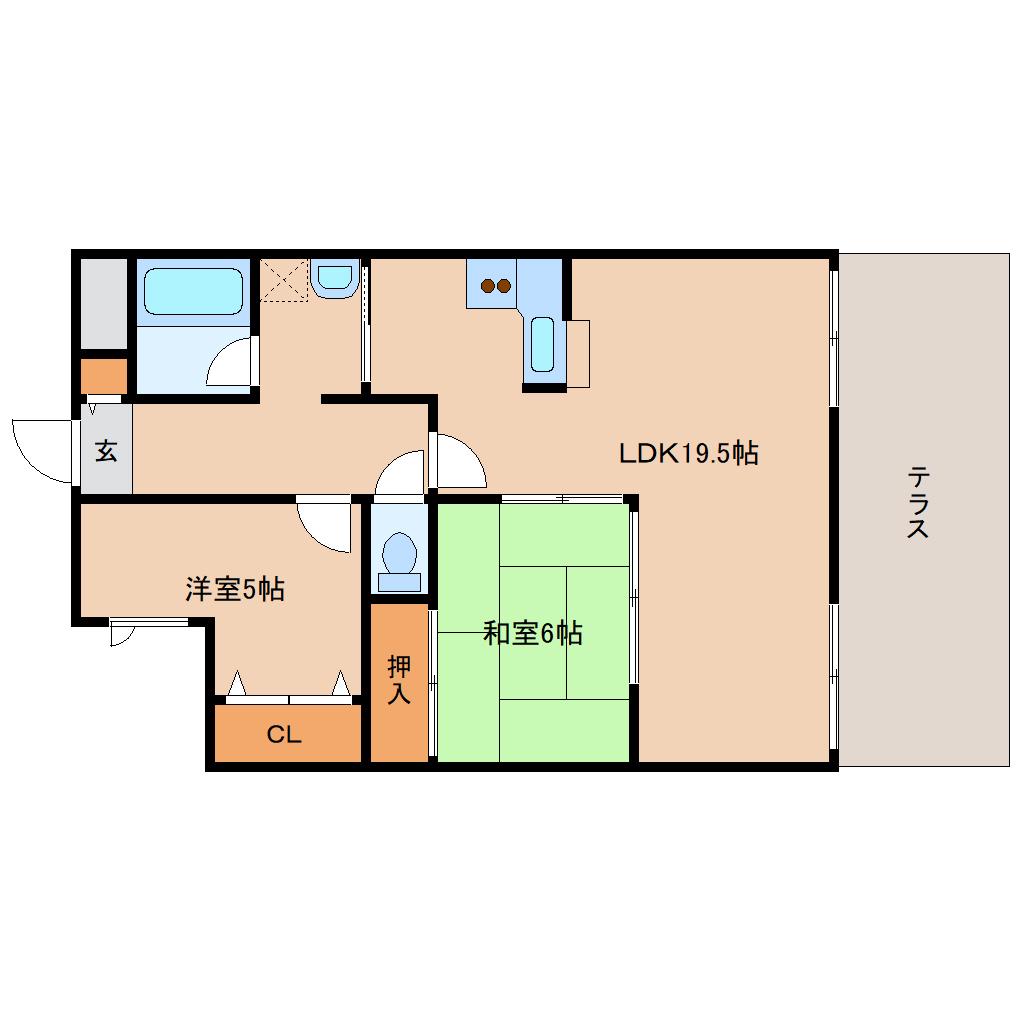 VISTA IMANISHI (2LDK/1階)の間取り写真