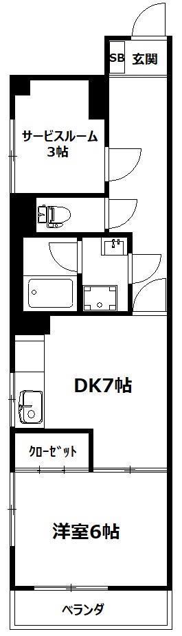 第2足立ビル(1SDK/3階)の間取り写真