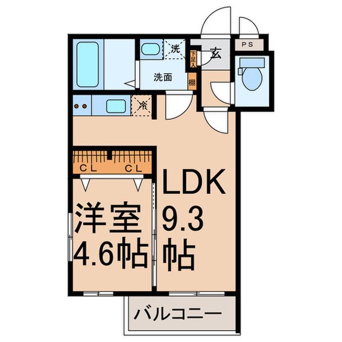 MOVE若宮(1LDK/1階)の間取り写真