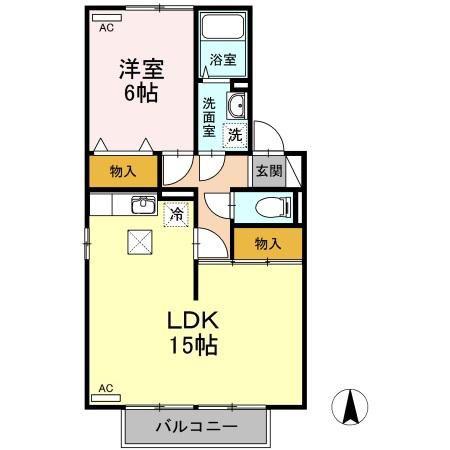 セジュール石井 B(1LDK/1階)の間取り写真